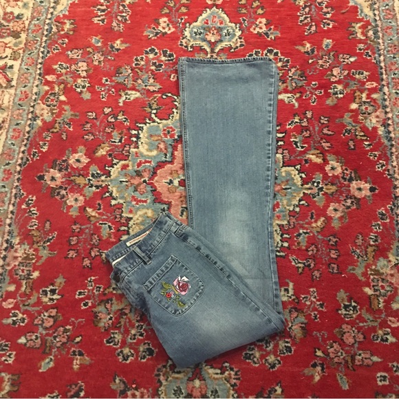 Vintage Guess Floral Embroidered Stretch Flare Denim Jeans  HONG KONG 30/32 - Picture 5 of 12